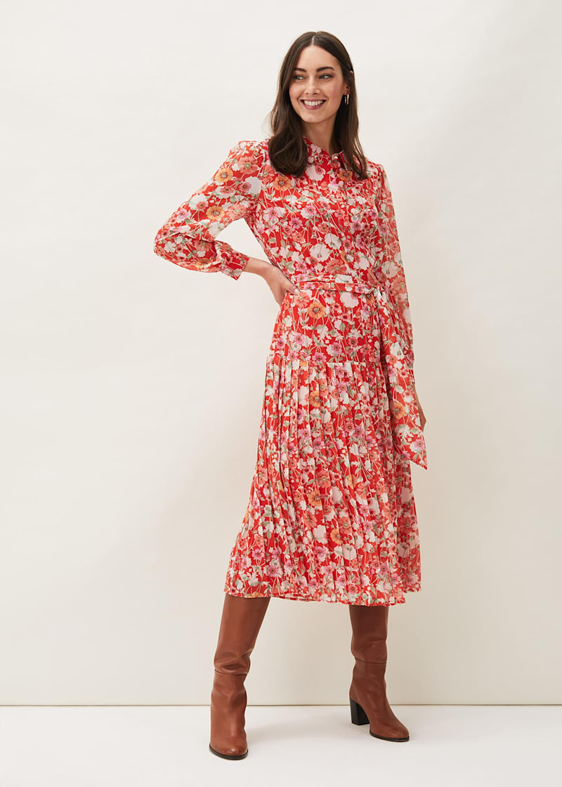 Flowery shirt dress discount
