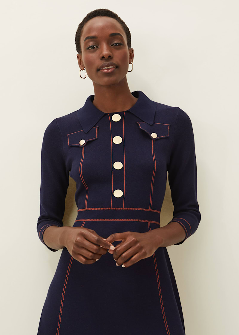 Flare denim dress sales