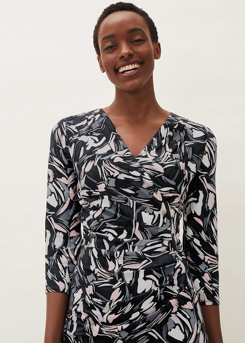 Floral print jersey dress clearance