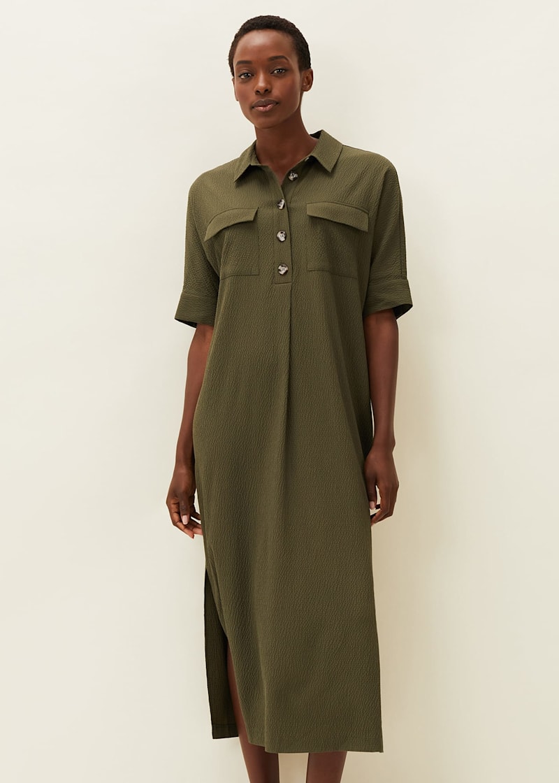 Olive green shirt dress on sale