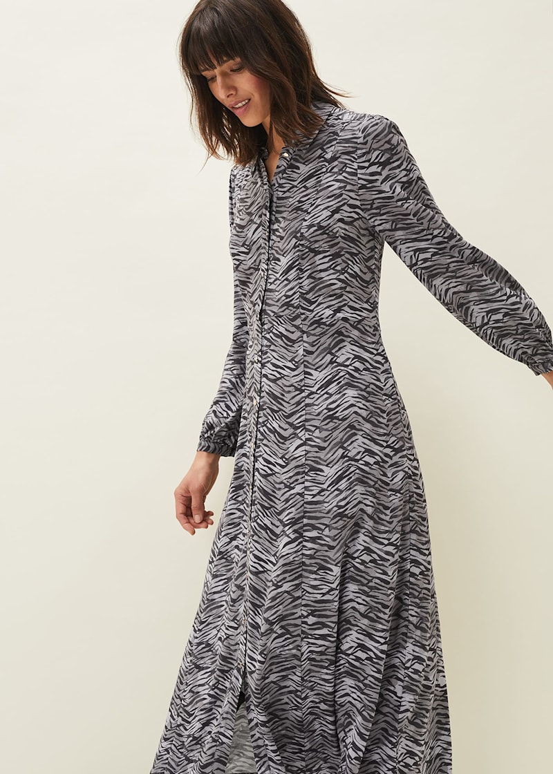 Amari Zebra Print Midaxi Dress