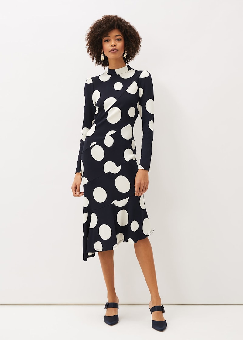 Spot high neck midi dress sales