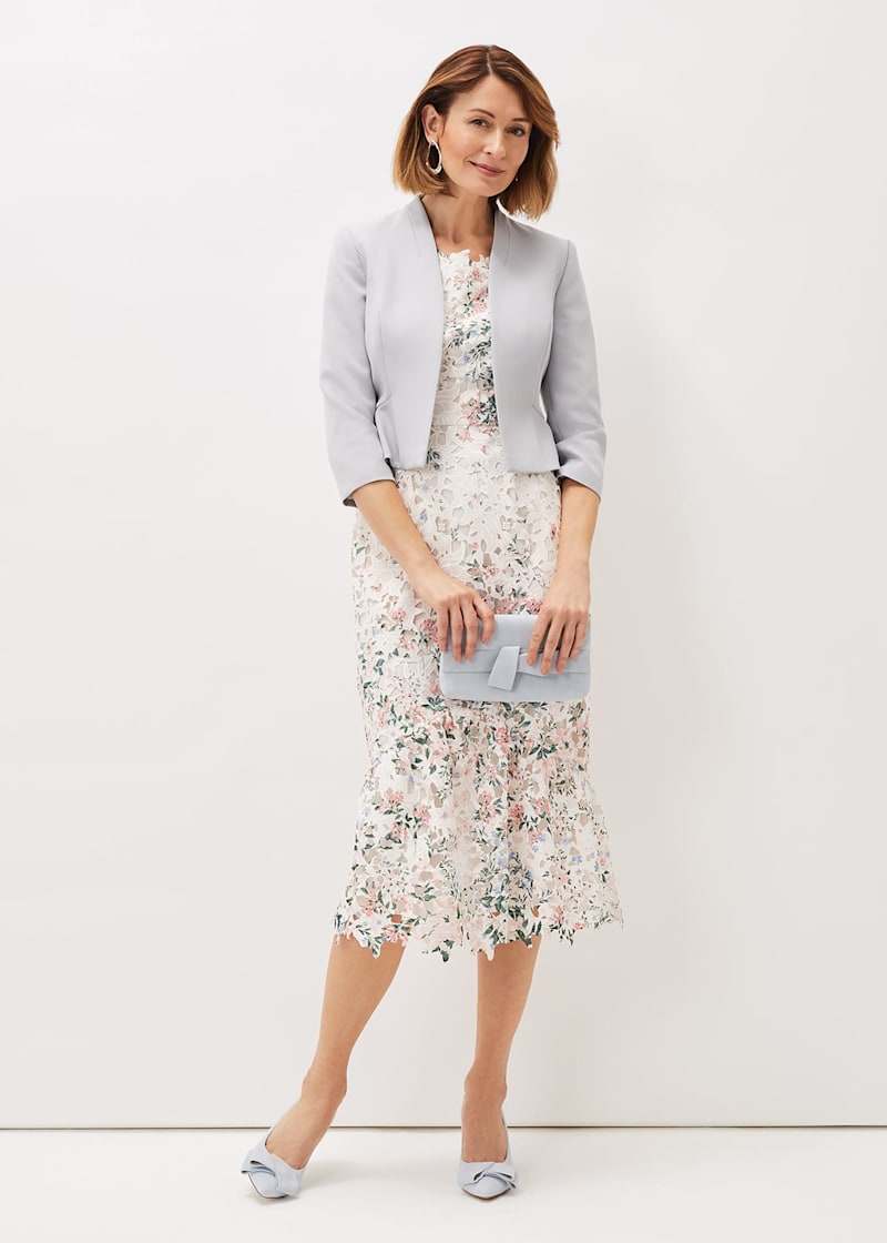 Grey lace outlet bardot dress