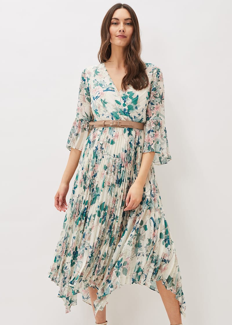 Oasis floral pleated midi dress on sale