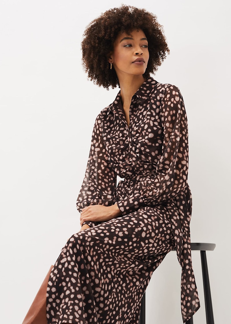 Libby Spot Print Midi Dress