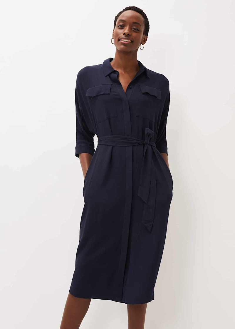 Navy shirt dress midi new arrivals