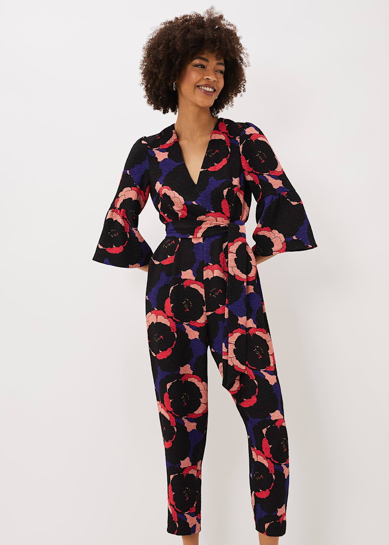 Darcey Floral Textured Tapered Jumpsuit | Phase Eight UK