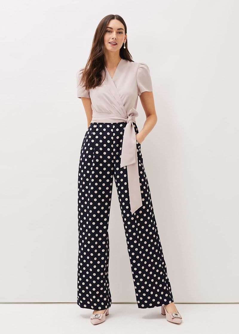 Polka dot store wide leg jumpsuit