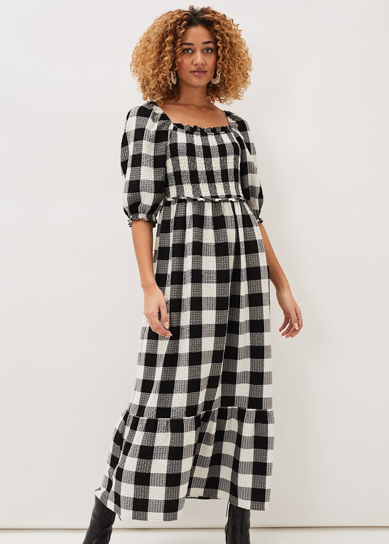 Evlin Gingham Square Neck Dress | Phase Eight UK