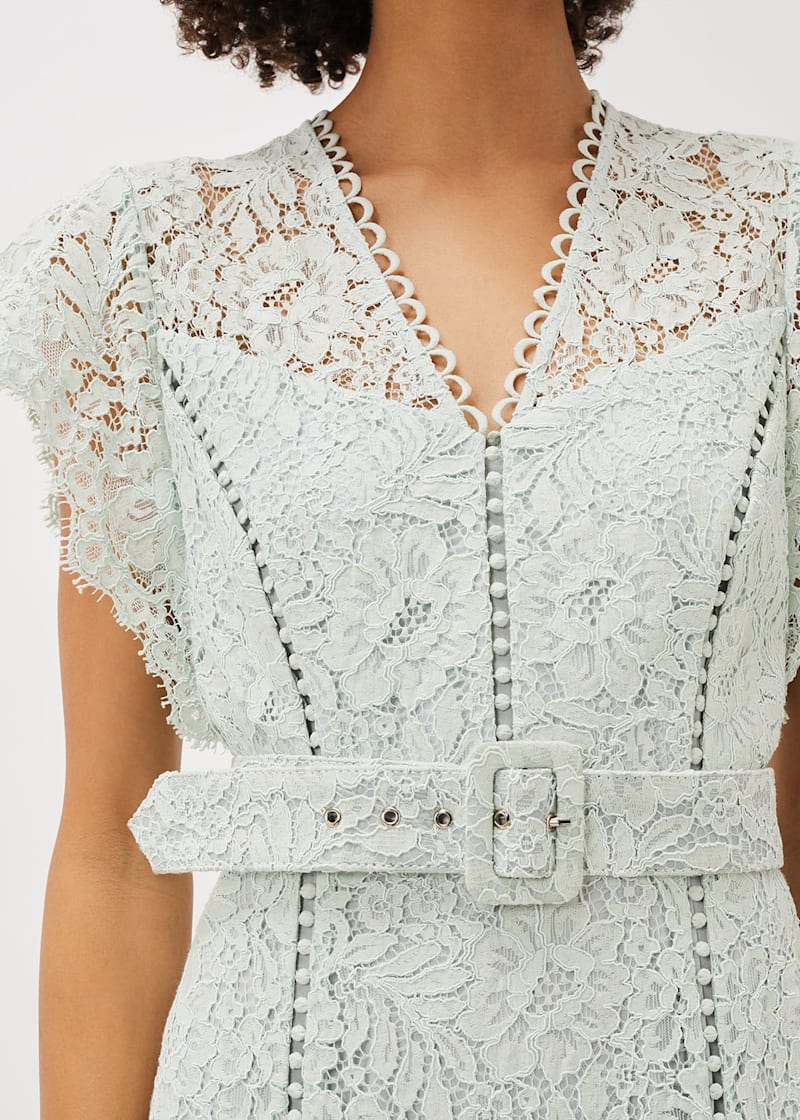 Esmerelda Lace Belted Fishtail Dress