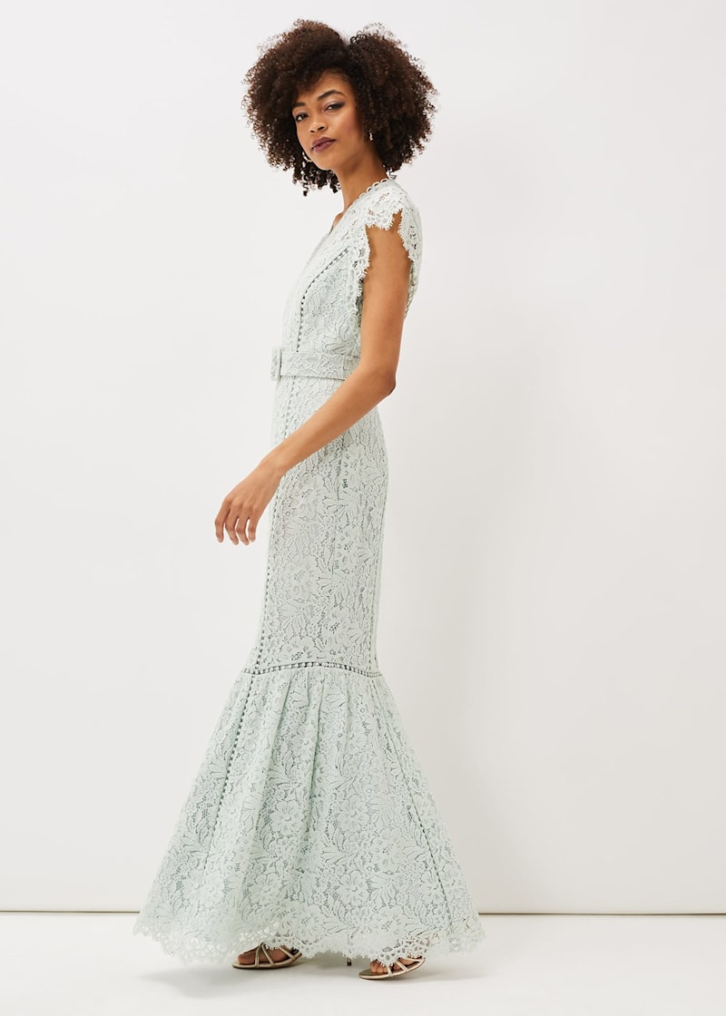 Esmerelda Lace Belted Fishtail Dress