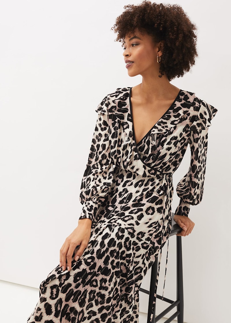 Lipsy leopard print wrap dress sale