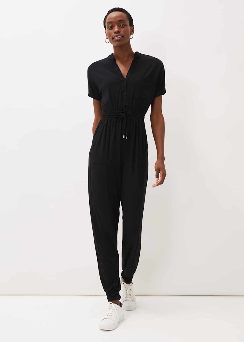 Black utility jumpsuit outlet