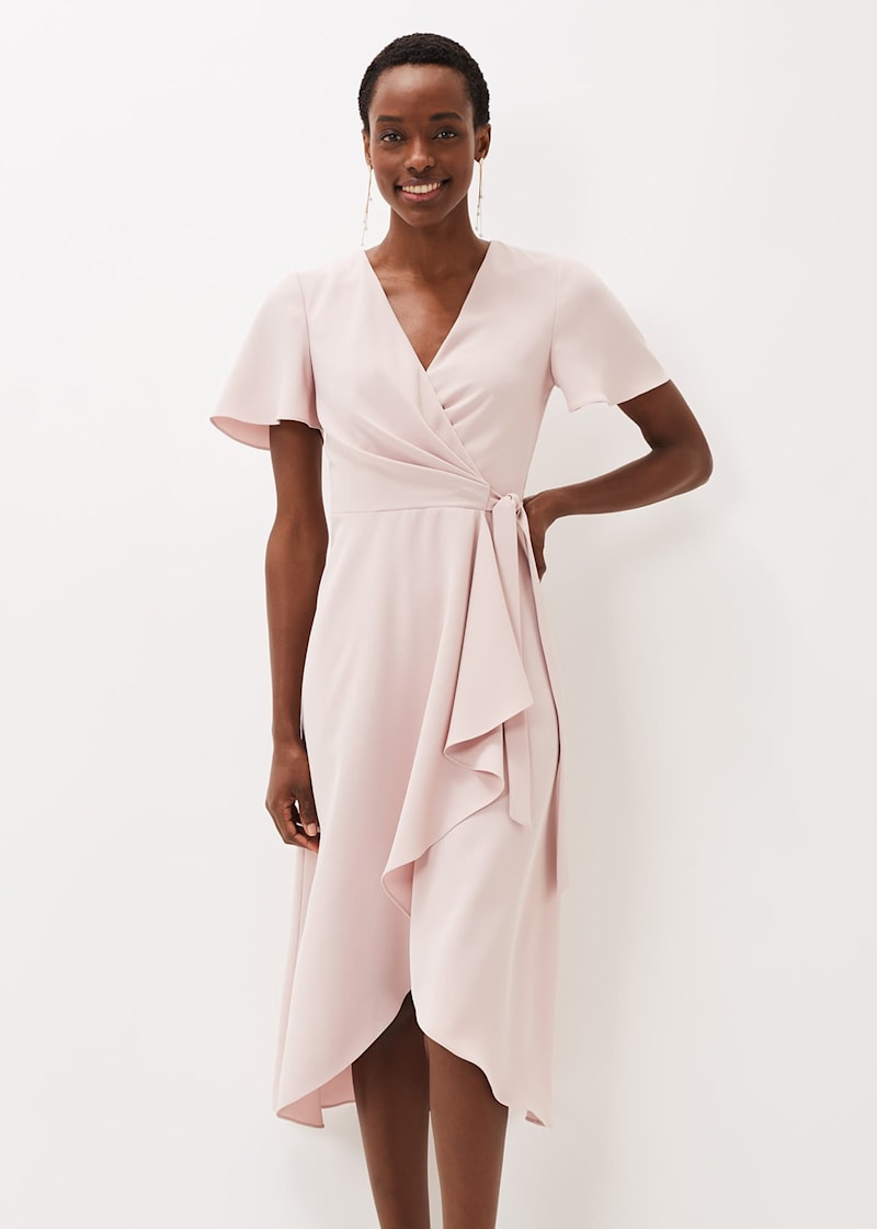 Pink frill wrap dress clearance