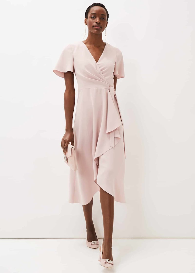 Wrap frill dresses best sale