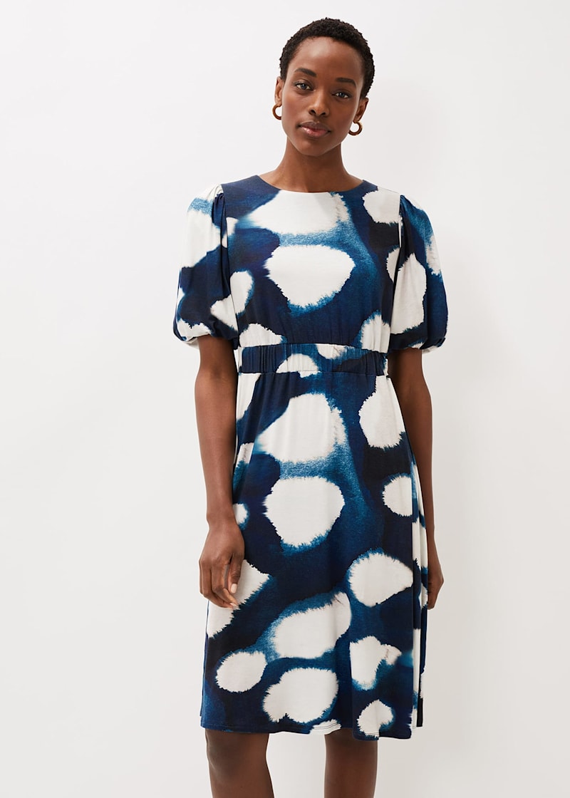 White spot print sale dress