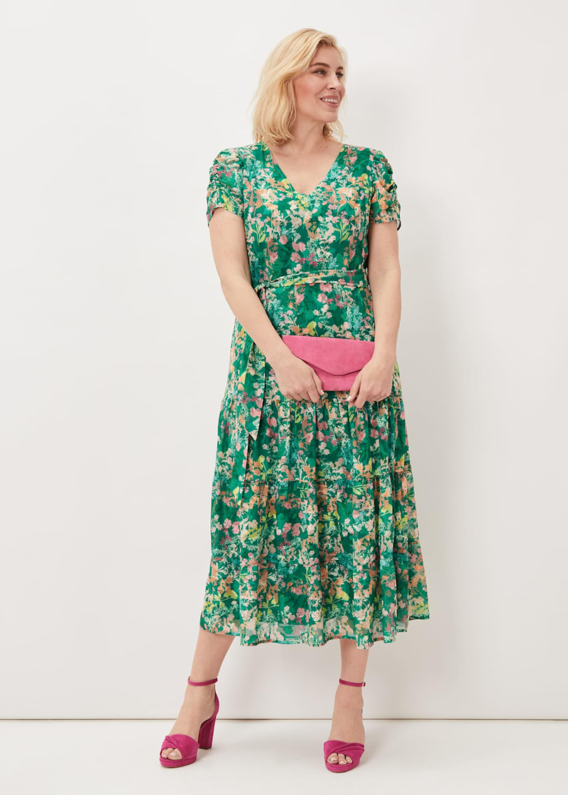 Green tiered dress online