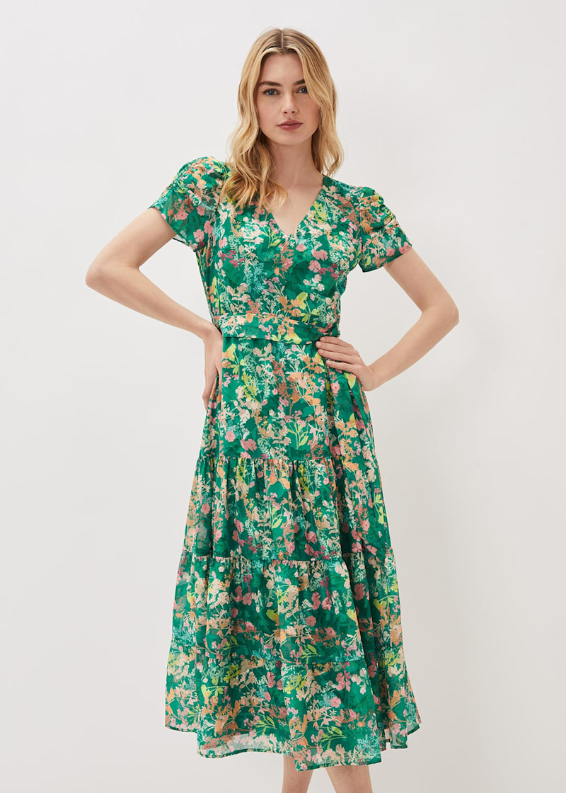 Green floral dress next sale