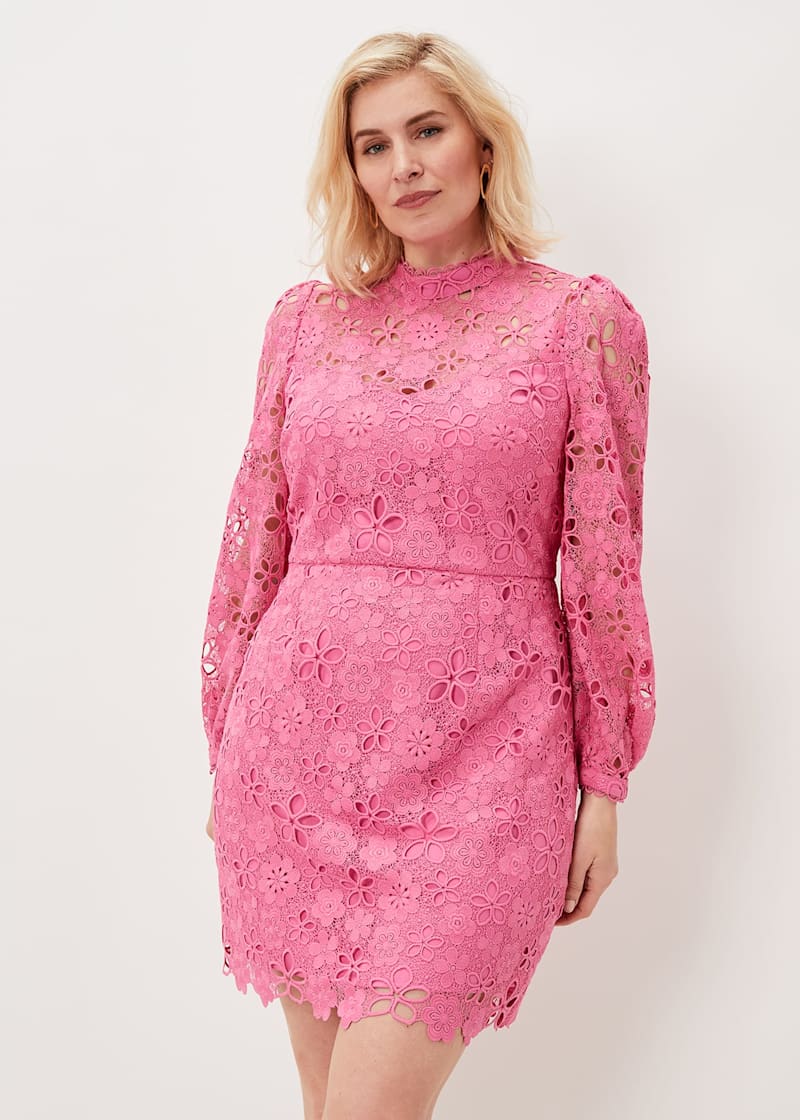 High neck lace dress deals
