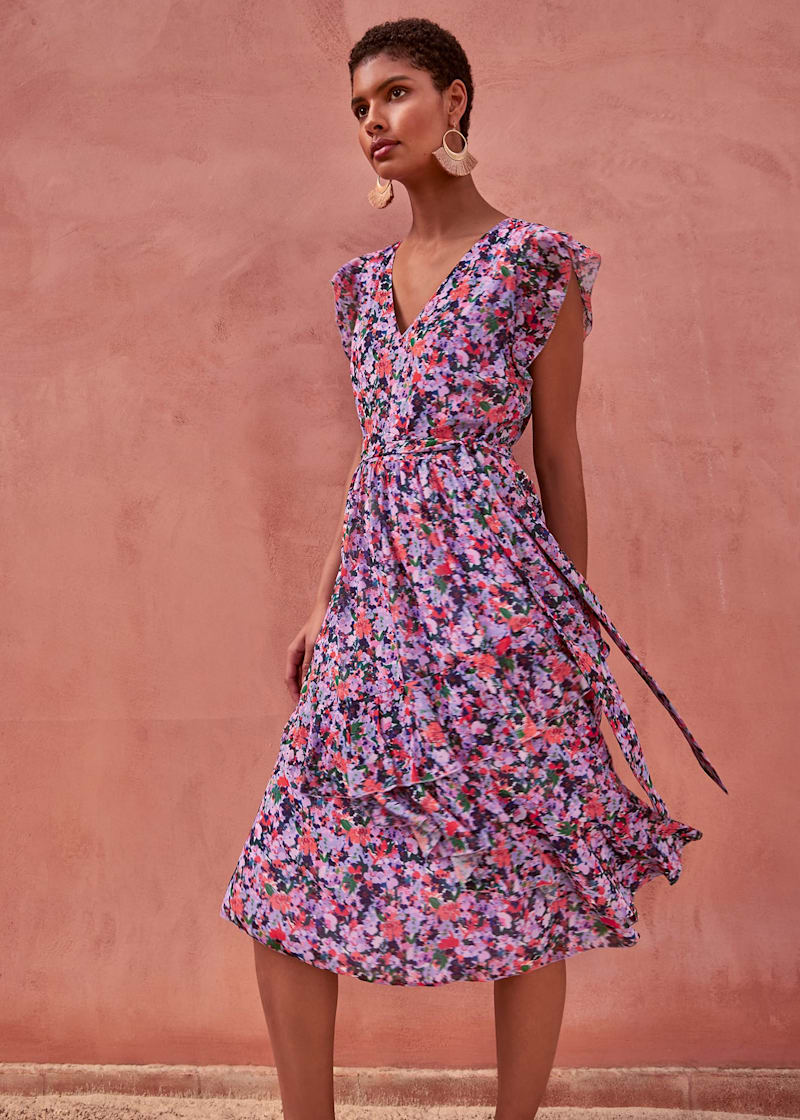 Anthropologie floral wrap dress hotsell