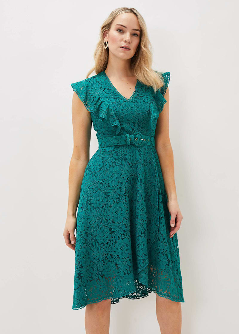 Green lace dress uk store