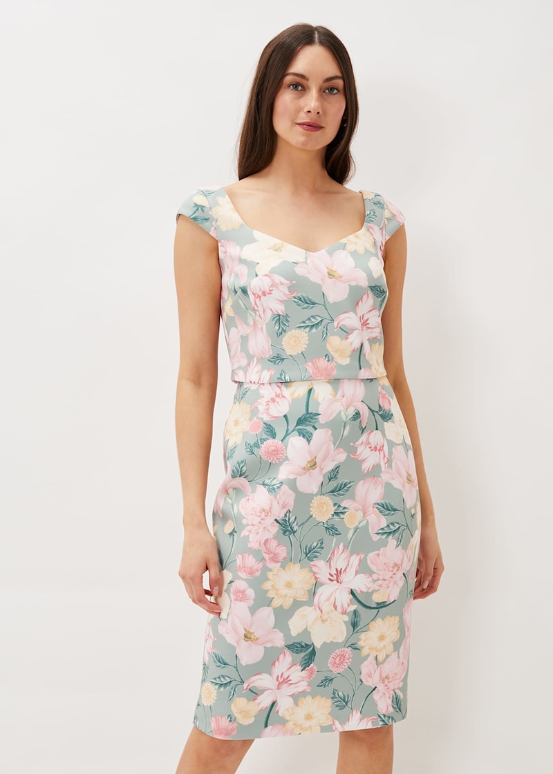 Floral scuba sheath dress best sale