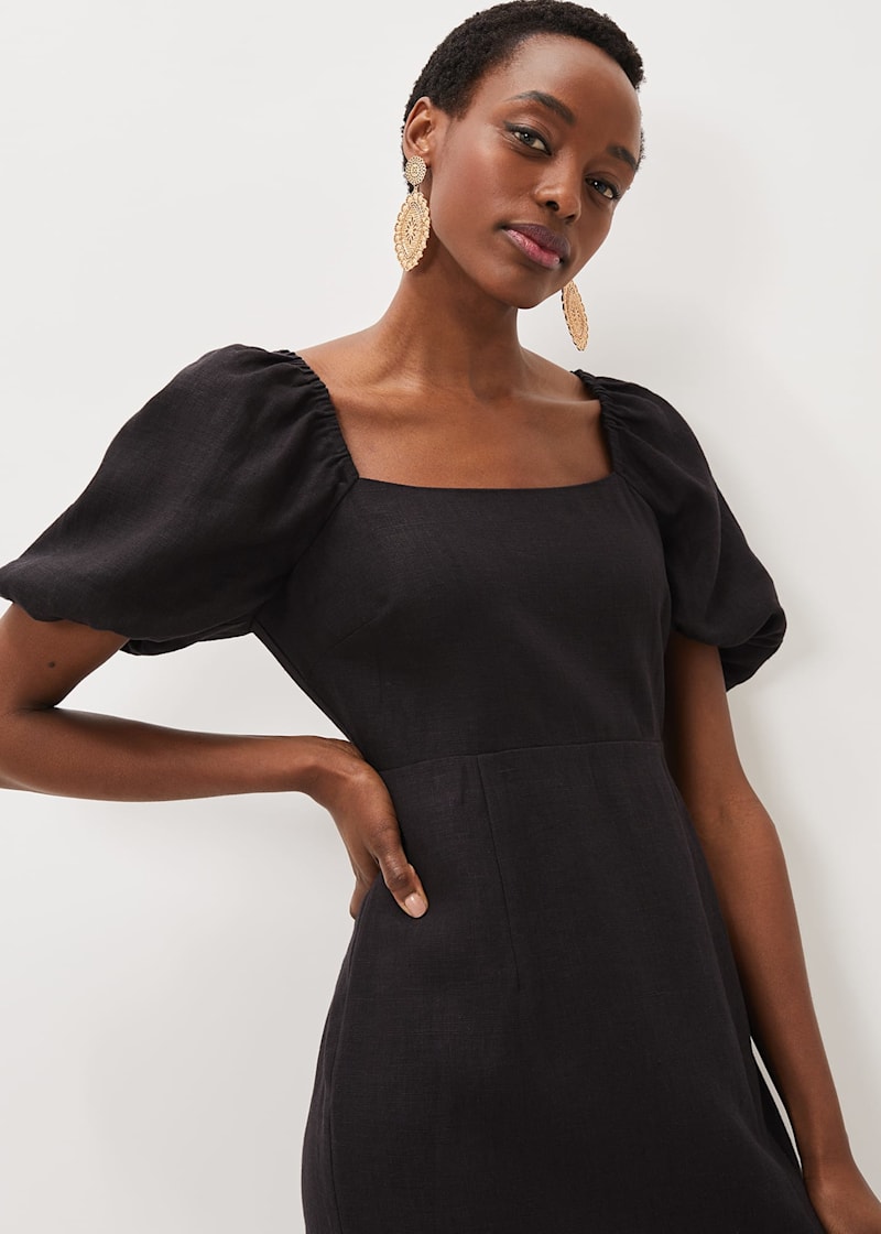 Effie Linen Puff Sleeve Dress