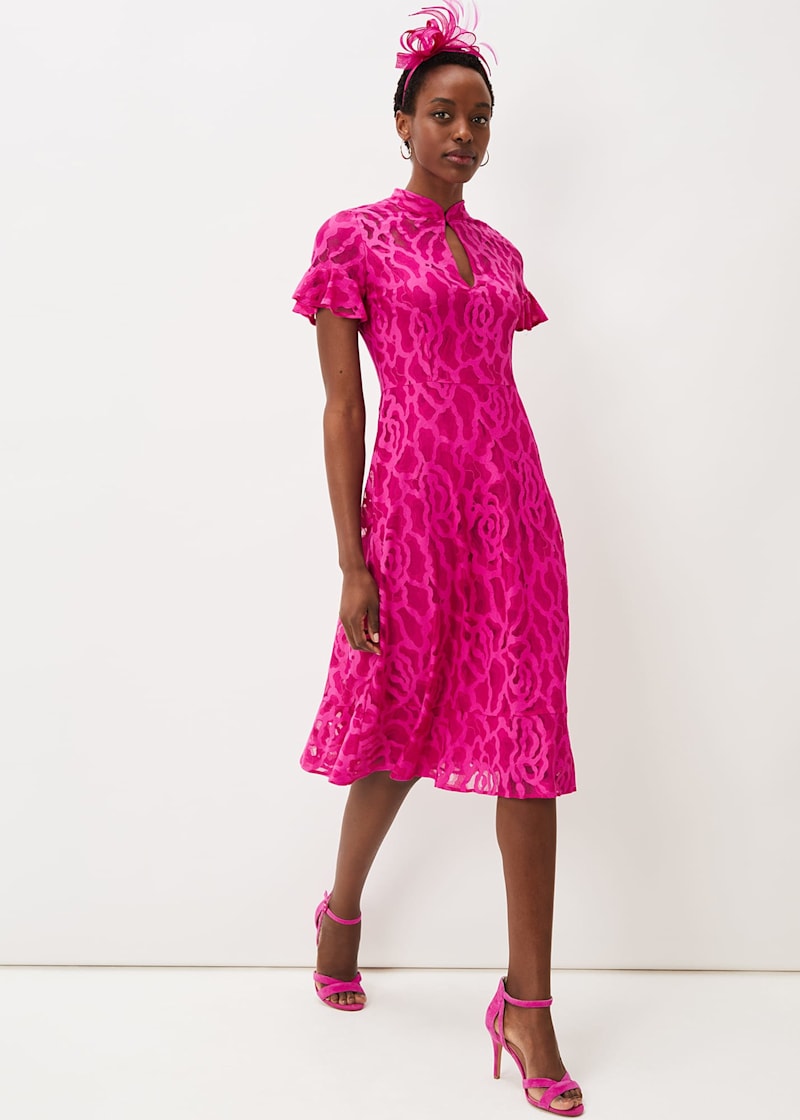 Pink lace midi online