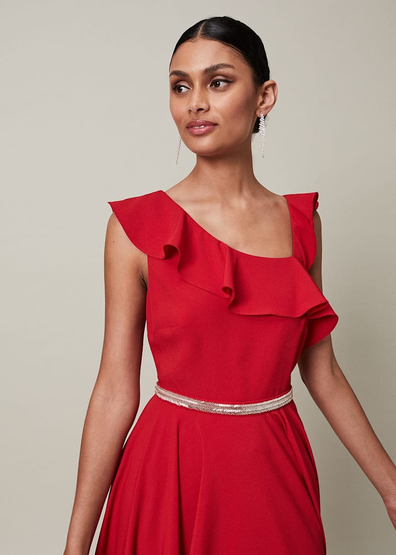 Calvin klein embellished ruffled gown shop
