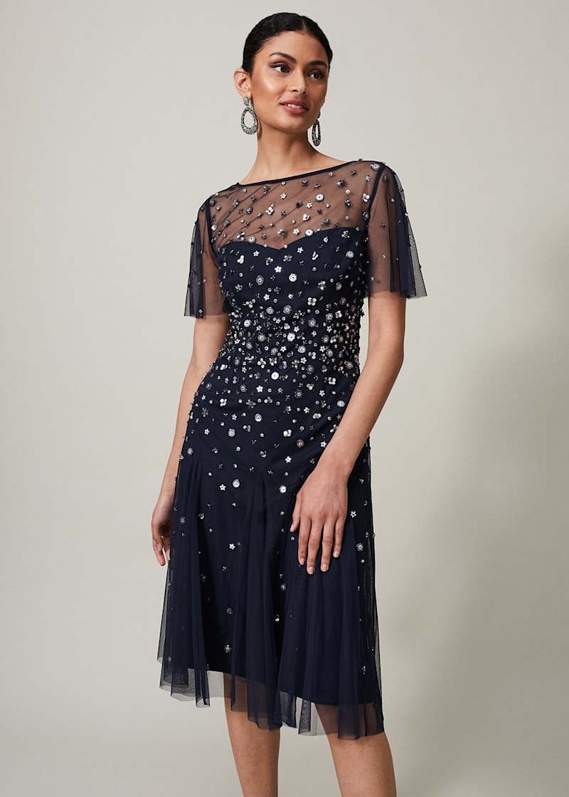 Adrianna papell sequin midi cheap dress