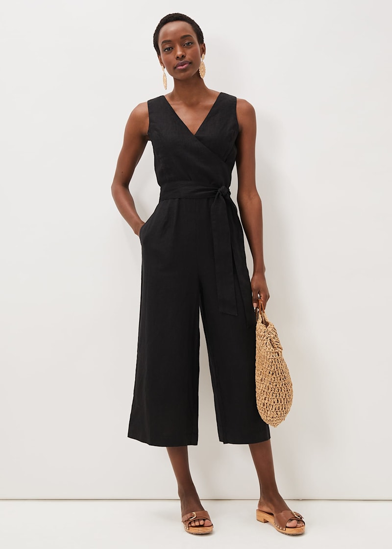 Next black linen jumpsuit discount