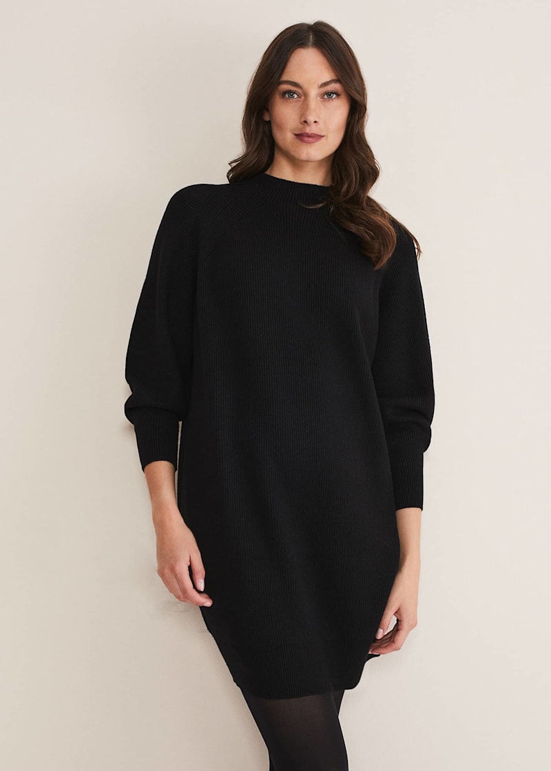 Black long store sleeve jumper dress