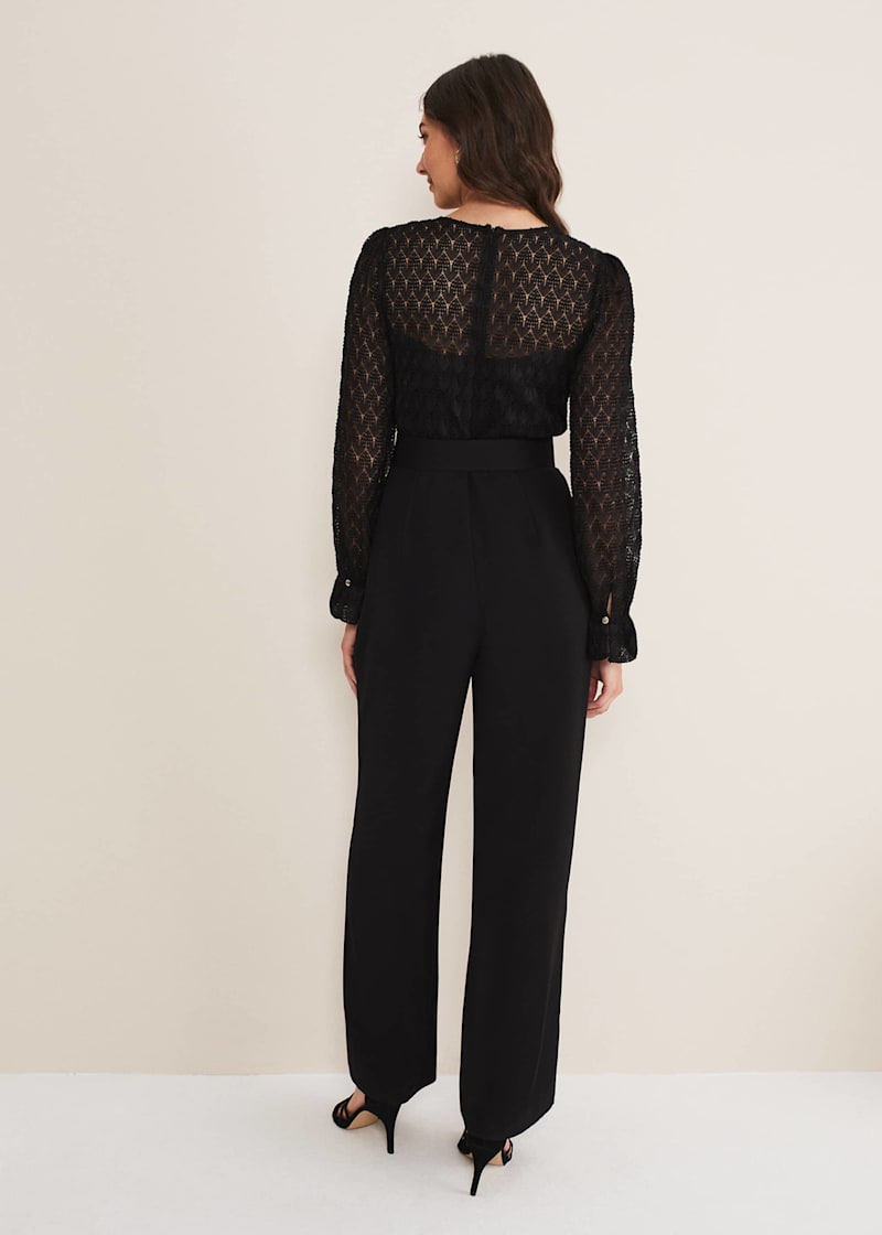 No Tomorrow Long Sleeve Lace Jumpsuit Black