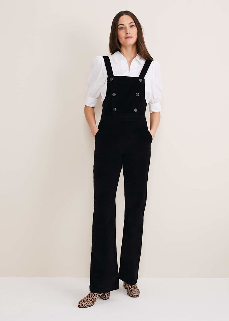 Black corduroy dungarees sales womens