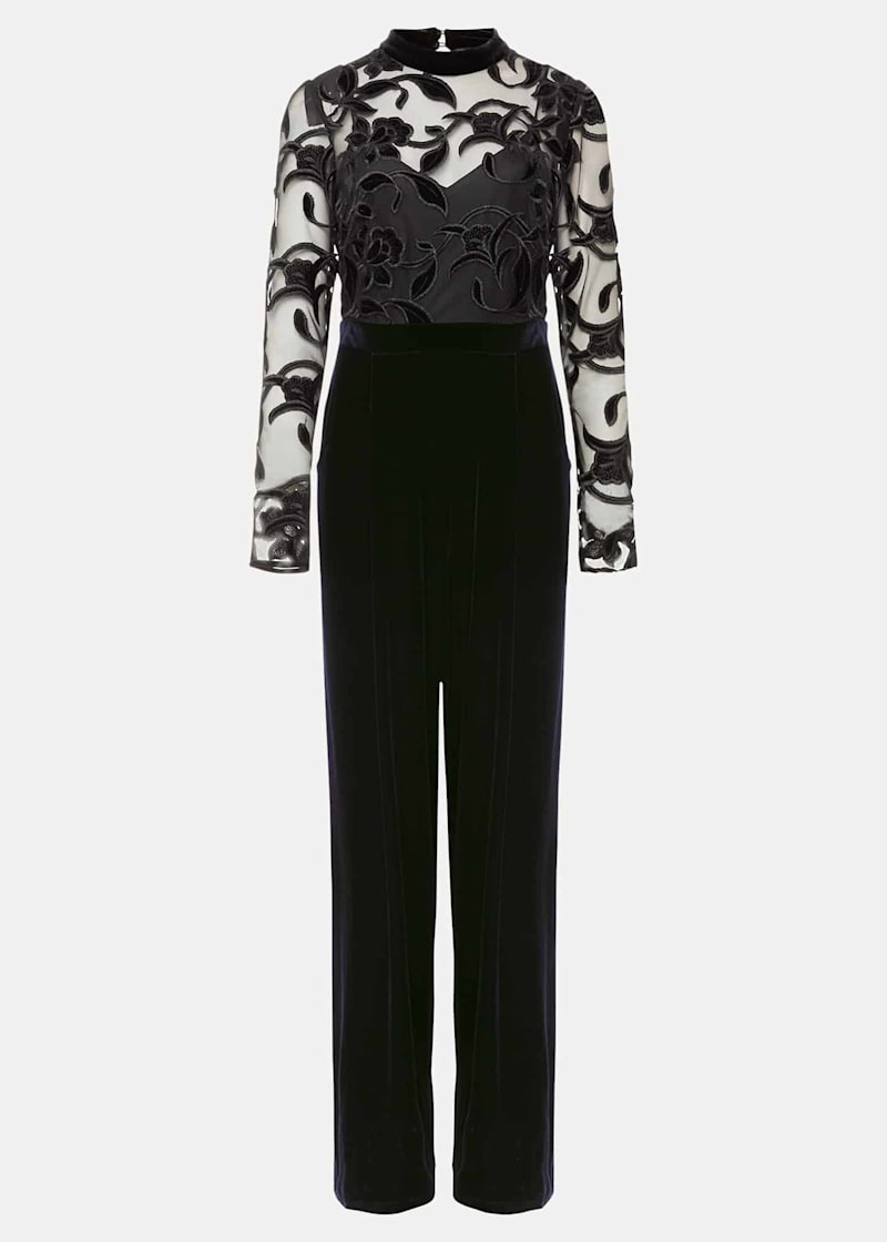 Phase eight hot sale lacy velvet jumpsuit
