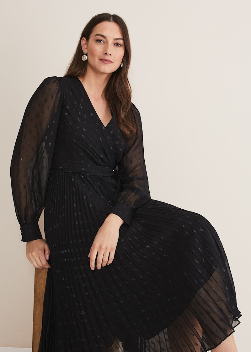 Shimmer pleated dress store