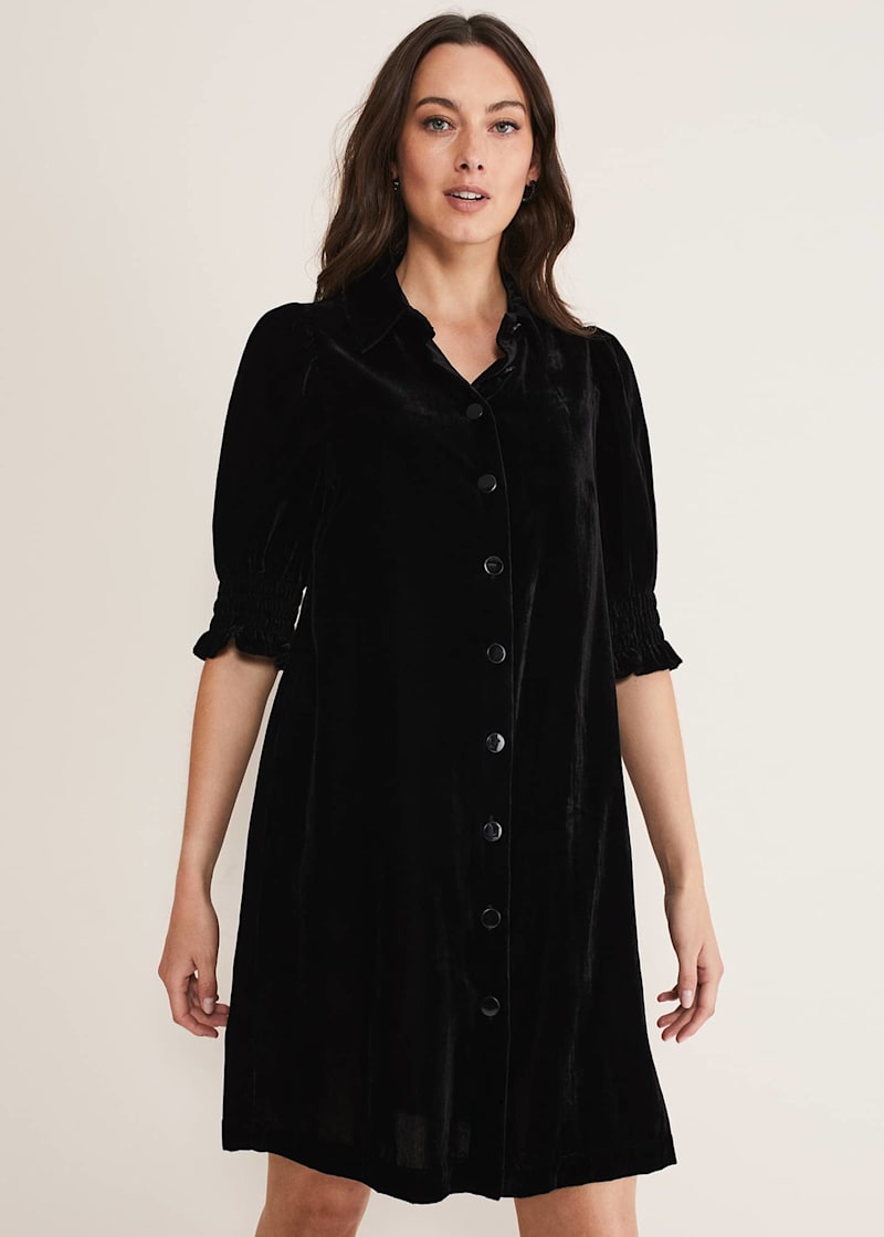 Black velvet 2025 shirt dress