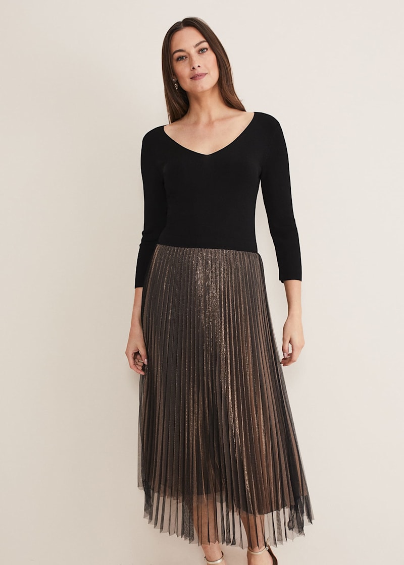 Rayen Pleated Mesh Skirt Dress