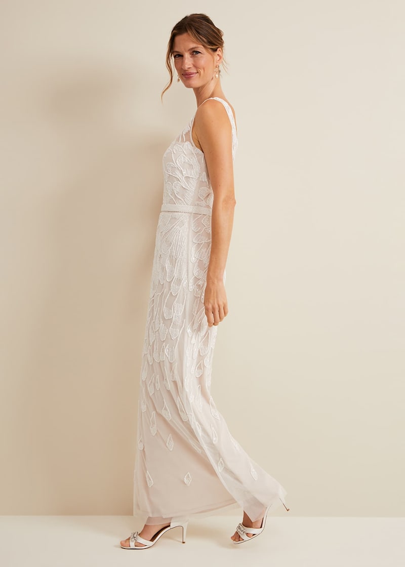 Ivory beaded outlet maxi dress