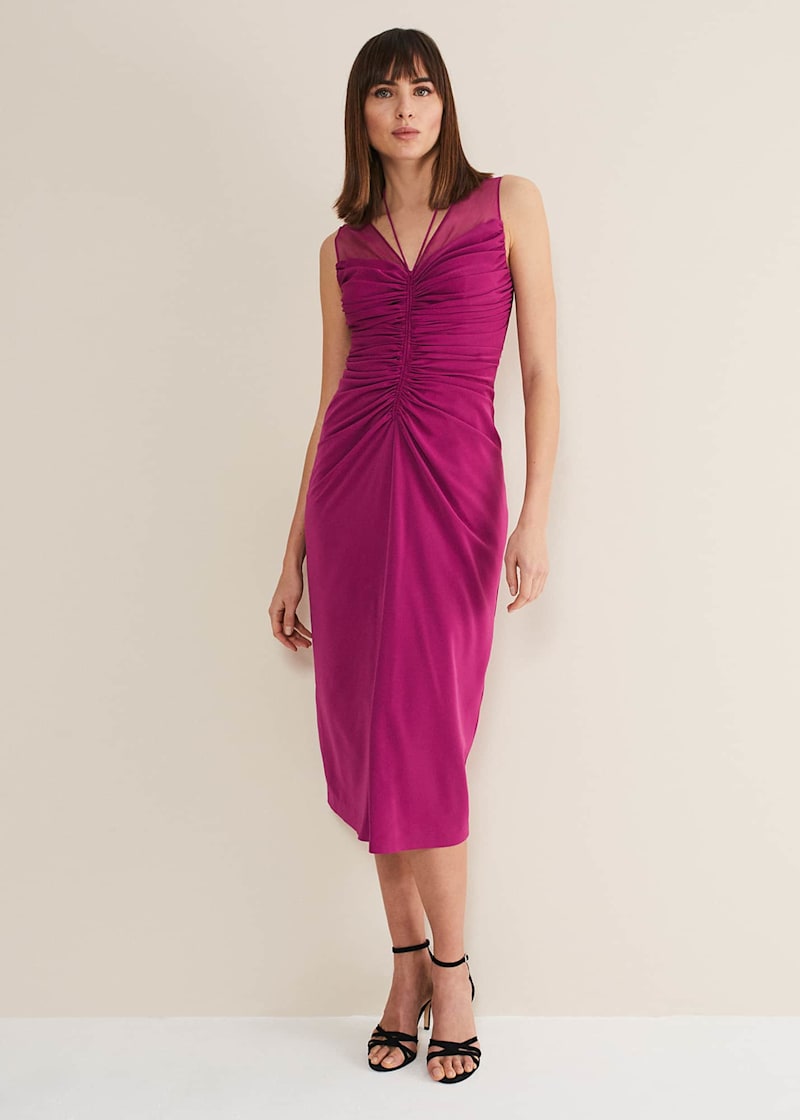 Leah Ruched Midi Dress