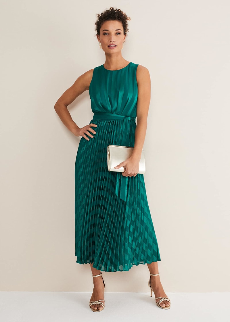 Jade Green Stripe Jacquard Maxi Dress | Phase Eight