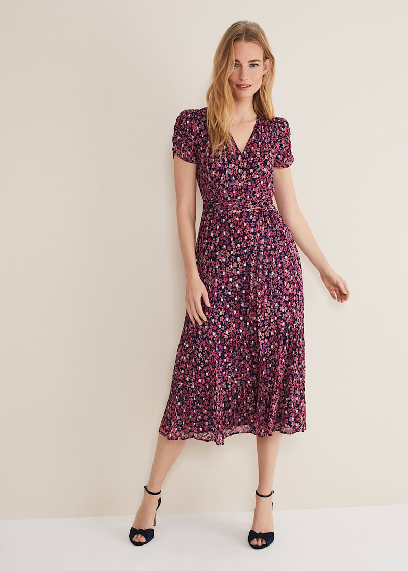 Azalea Ditsy Short Sleeve Midi Dress