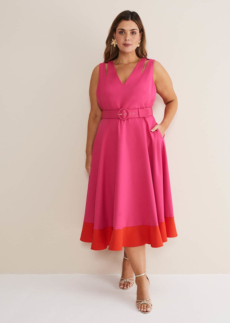 Raquel Belted Fit And Flare Dress