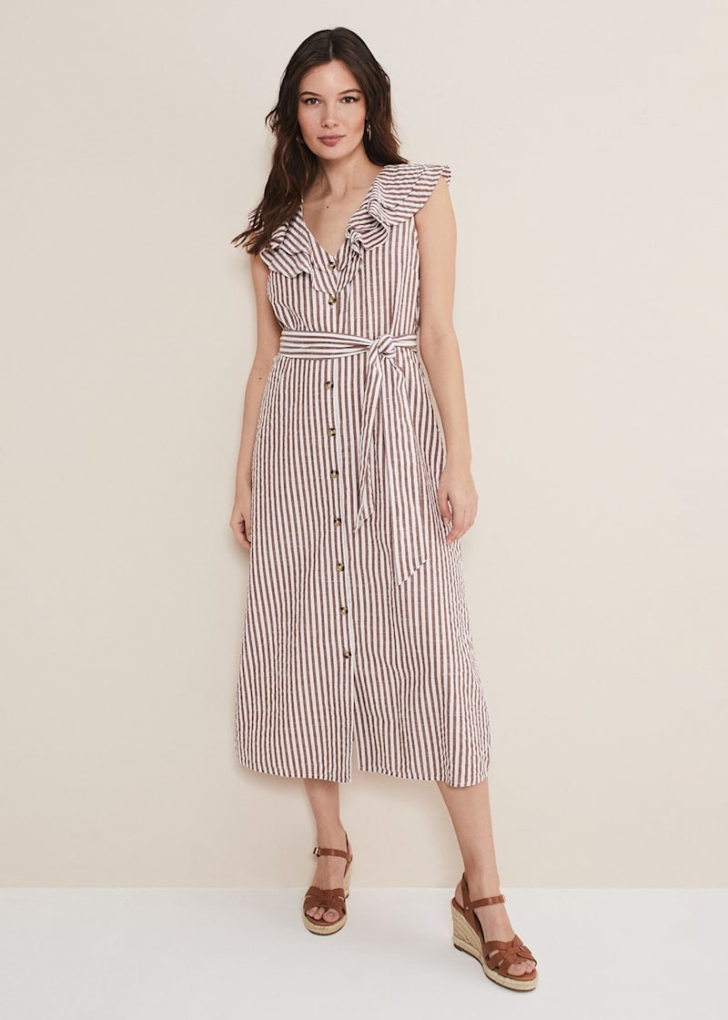 Striped midi dress on sale