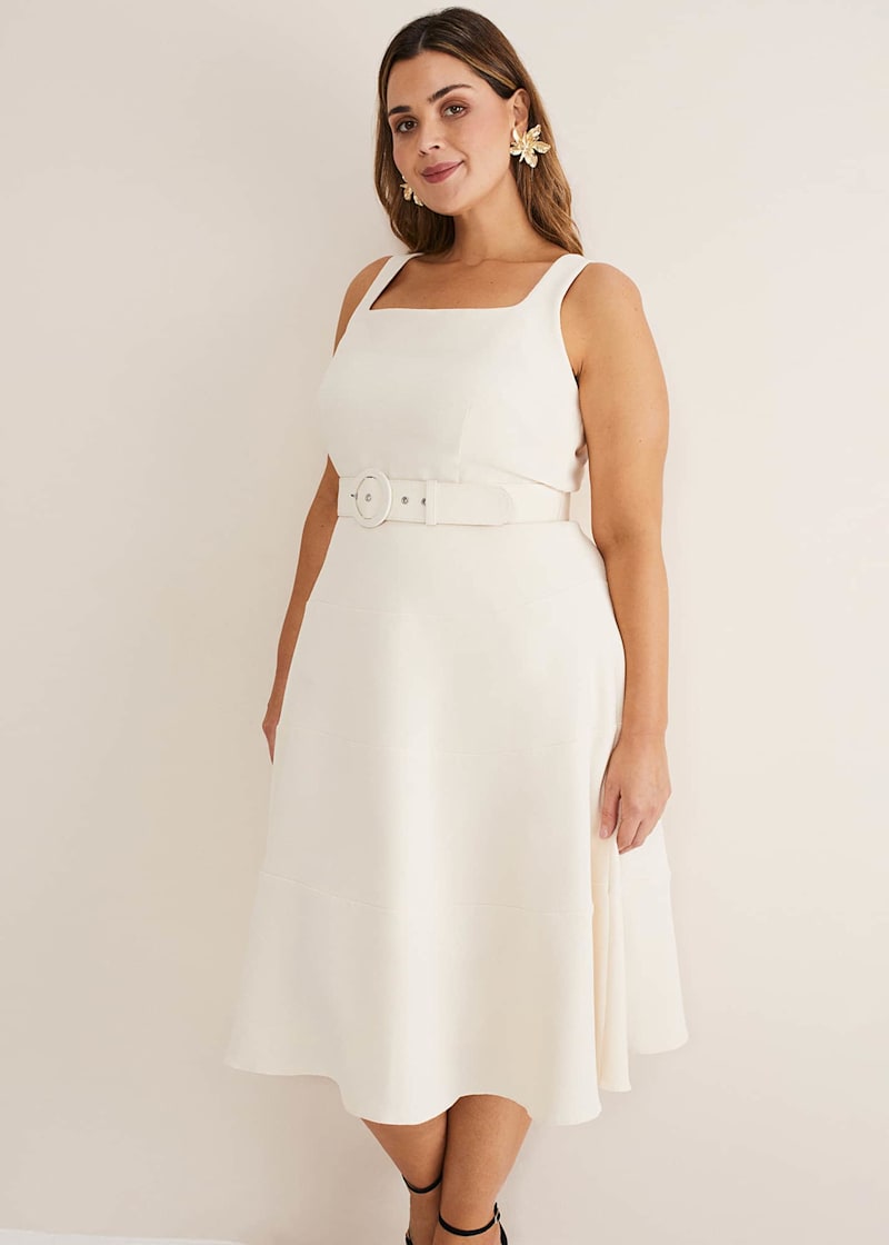 Fit and flare white cocktail dress sales