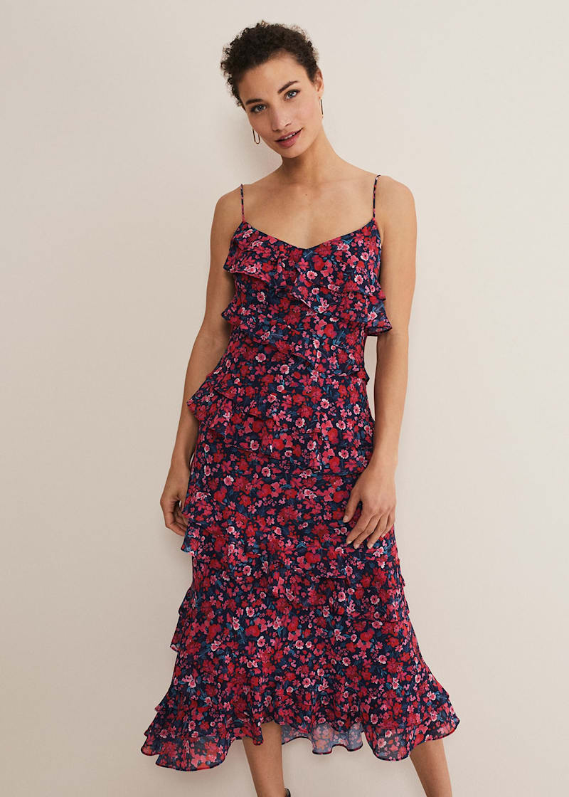 Ballie Floral Ruffled Midi Dress | Phase Eight UK