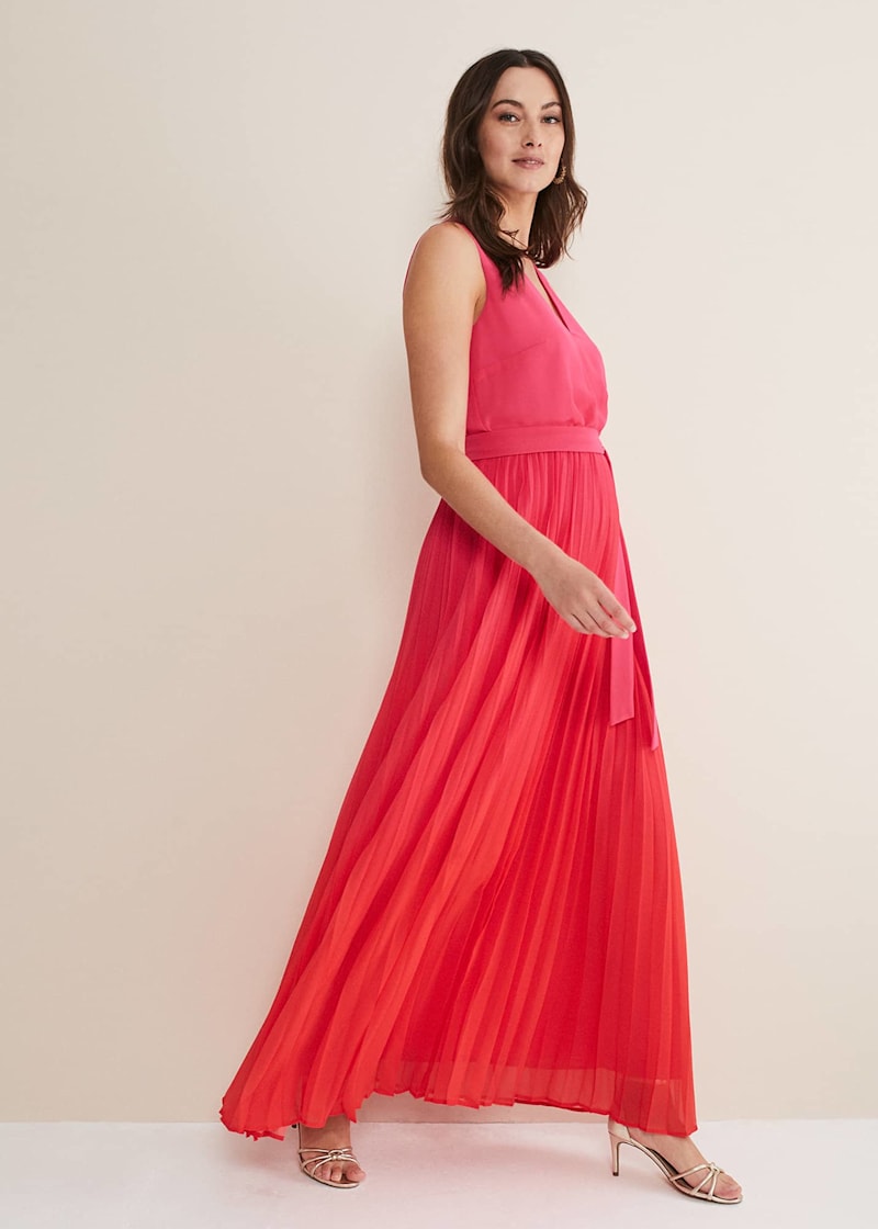 Pleated ombre clearance maxi dress