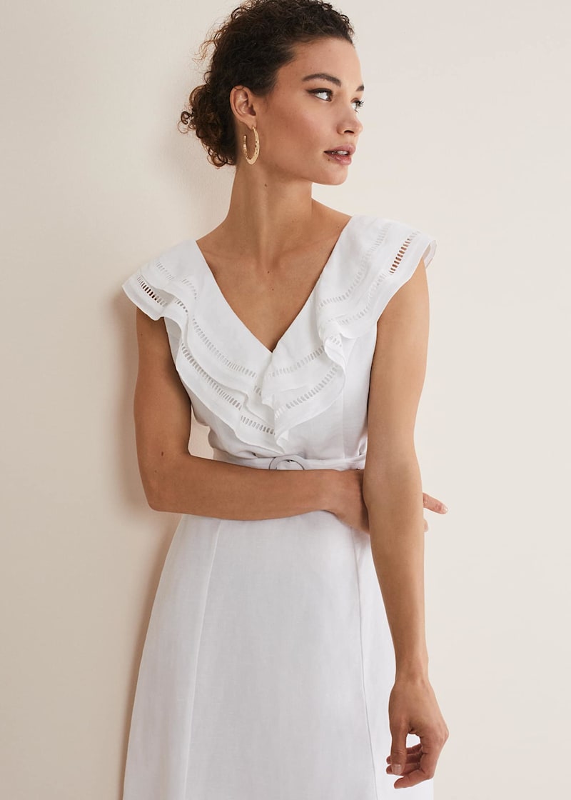 Ruffle v neck dress sale