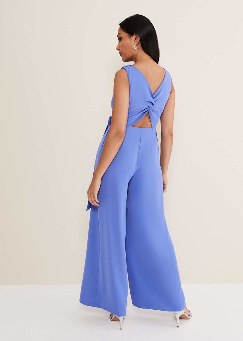 Petite Elaina Blue Wide Leg Jumpsuit