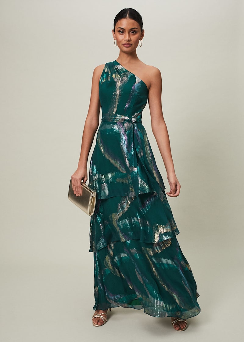 Asymmetric shoulder dress best sale
